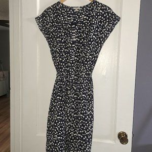 Talbots Blue and White Wrap Midi Dress with Cap Dolman Sleeves